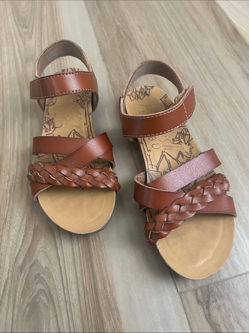 Brown Strappy Braided Sandals